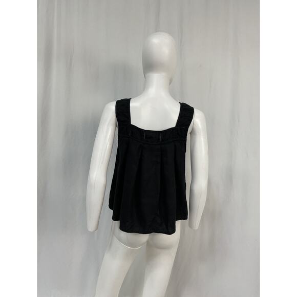 Madewell Black Linen Embroidered A-Line Top Size M - Picture 3 of 5